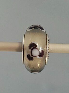 Authentic Pandora Retired Gray Flowers for You Murano Glass Charm – 790642